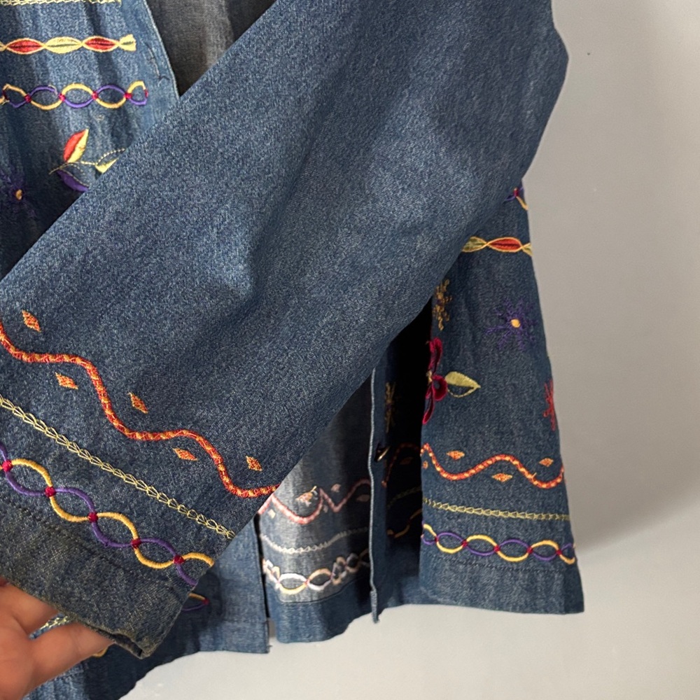 Vintage Bechamel Embroidered Denim Jacket Floral Boho Cottagecore XL - Picture 6 of 8